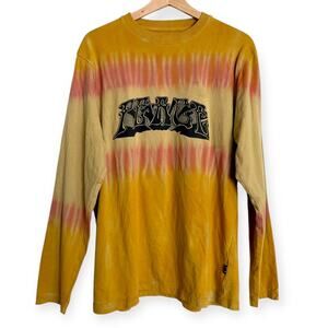 Stussy Mustard Yellow Tie Died Peace Long Sleeve Cotton Shirt Men's Size S